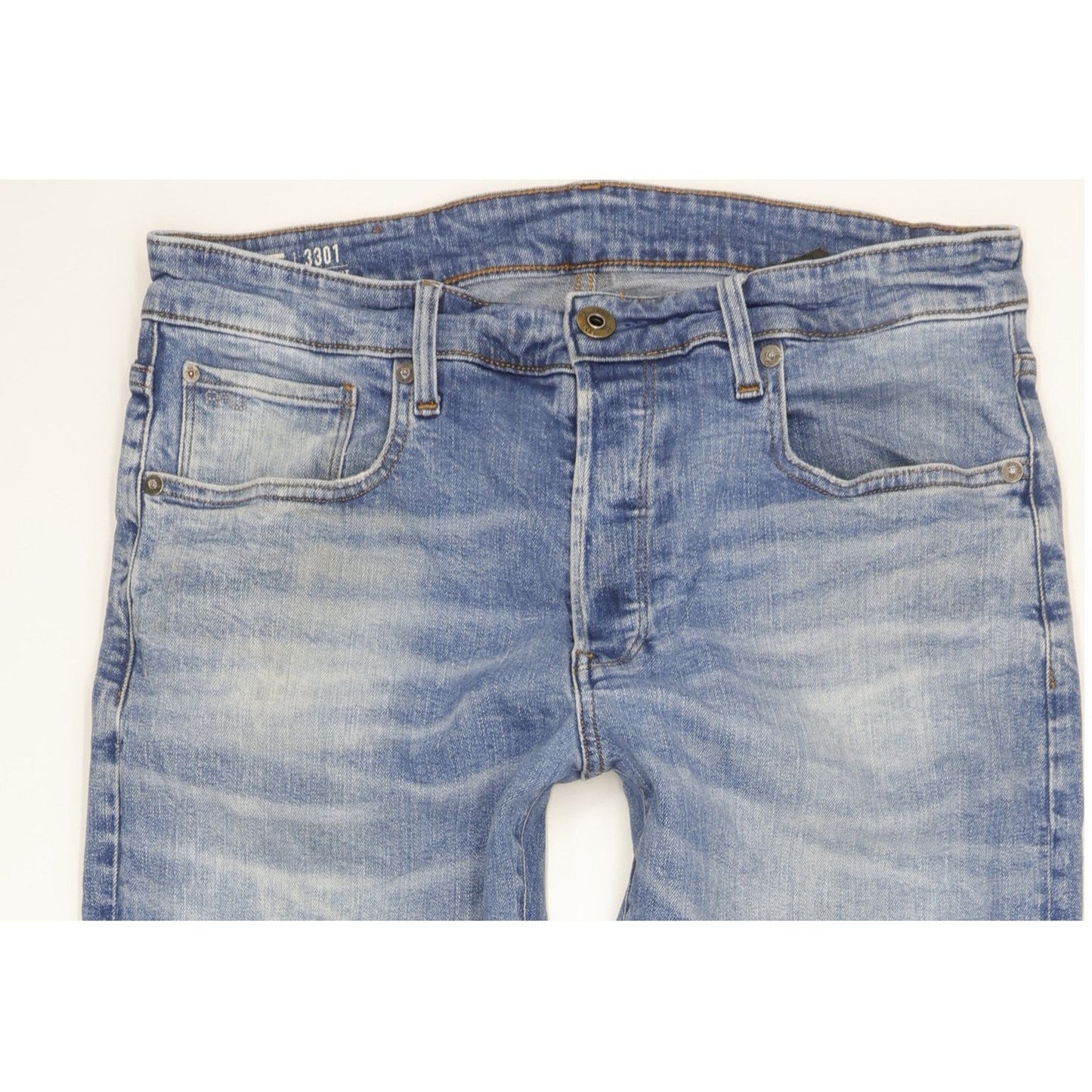 G-Star 3301 Men Blue Straight Slim Jeans W34 L33