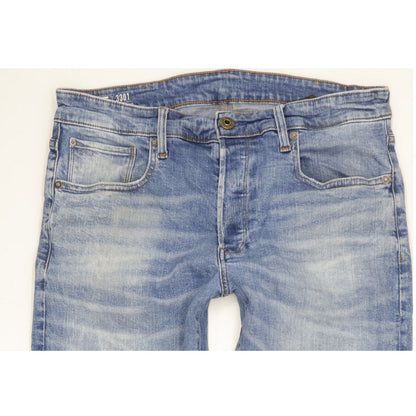 G-Star 3301 Men Blue Straight Slim Jeans W34 L33