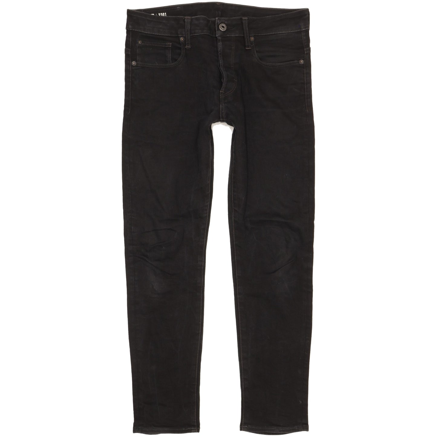 G-Star 3301 Men Black Straight Slim Stretch Jeans W31 L29