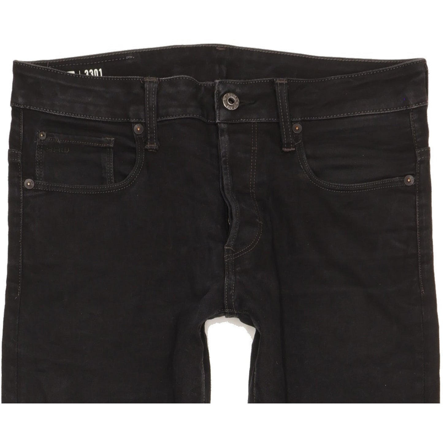 G-Star 3301 Men Black Straight Slim Stretch Jeans W31 L29