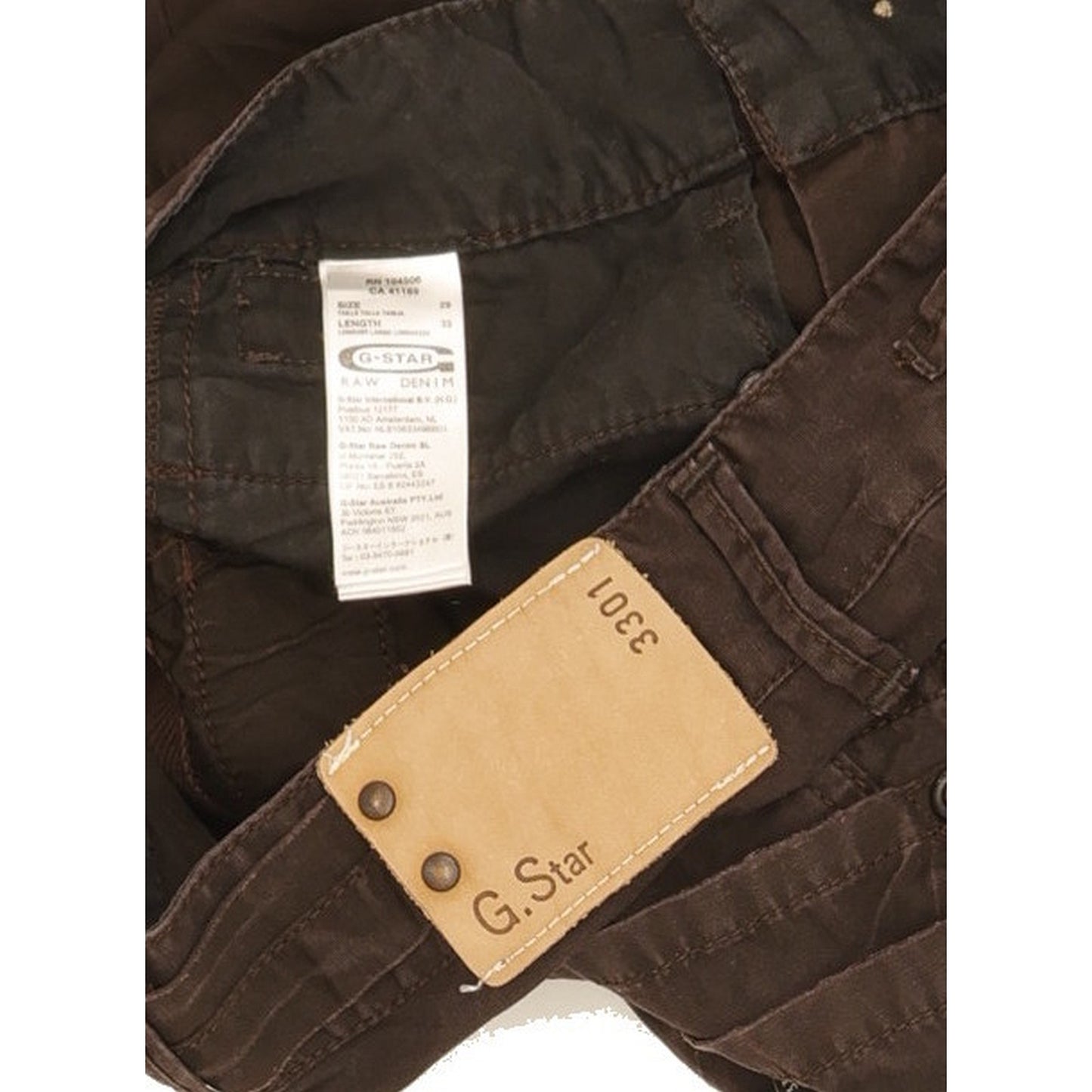 G-Star Parker Radar Men Brown Bootcut Slim Trousers W29 L32
