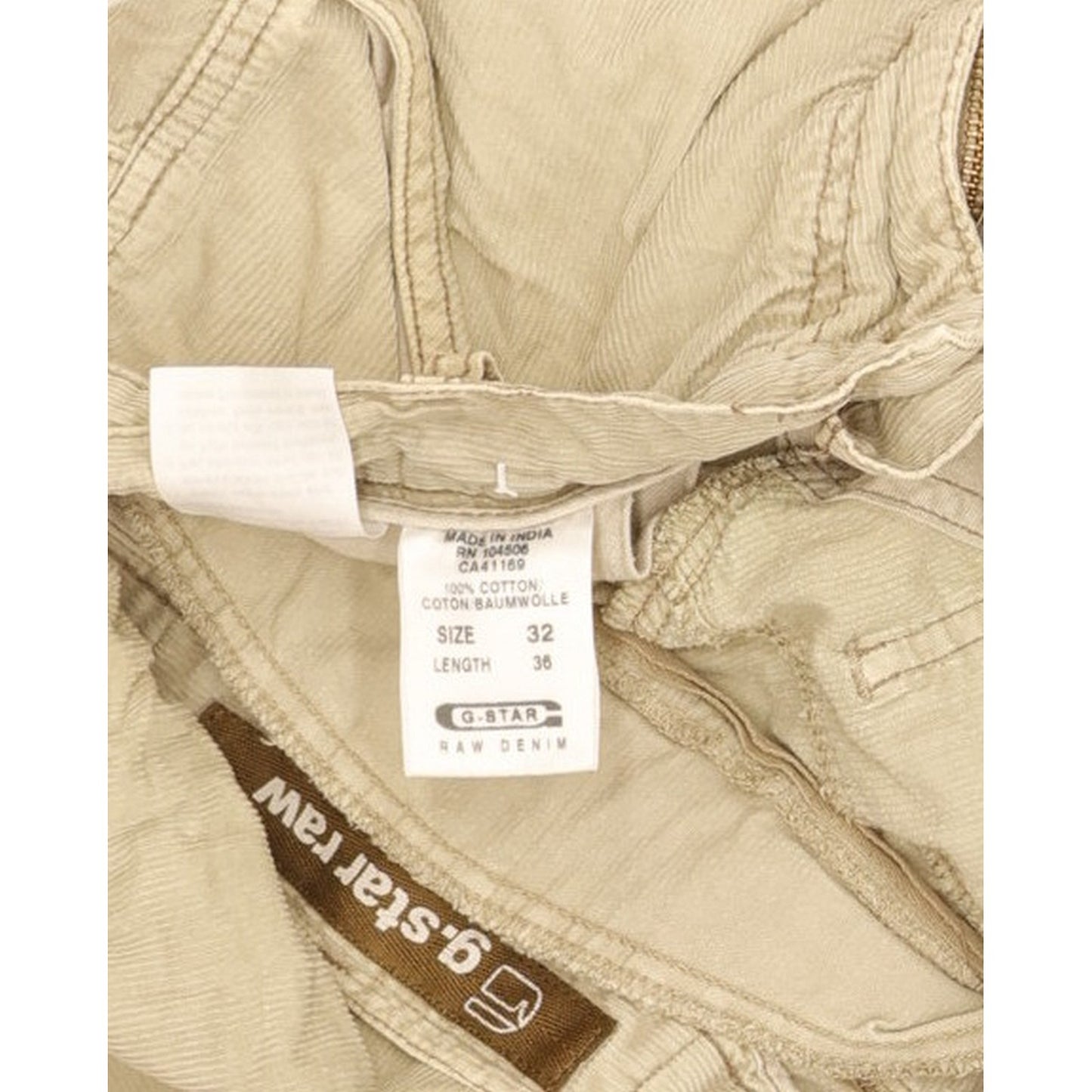 G-Star Army Elwood Men Beige Bootcut Regular Trousers W32 L35