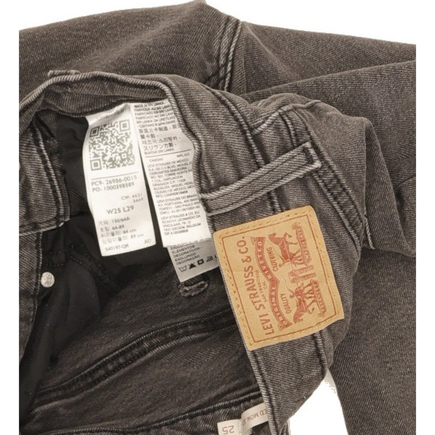 Levi's Black Tapered Relaxed Mom Stretch Jeans High Waisted W25 L29