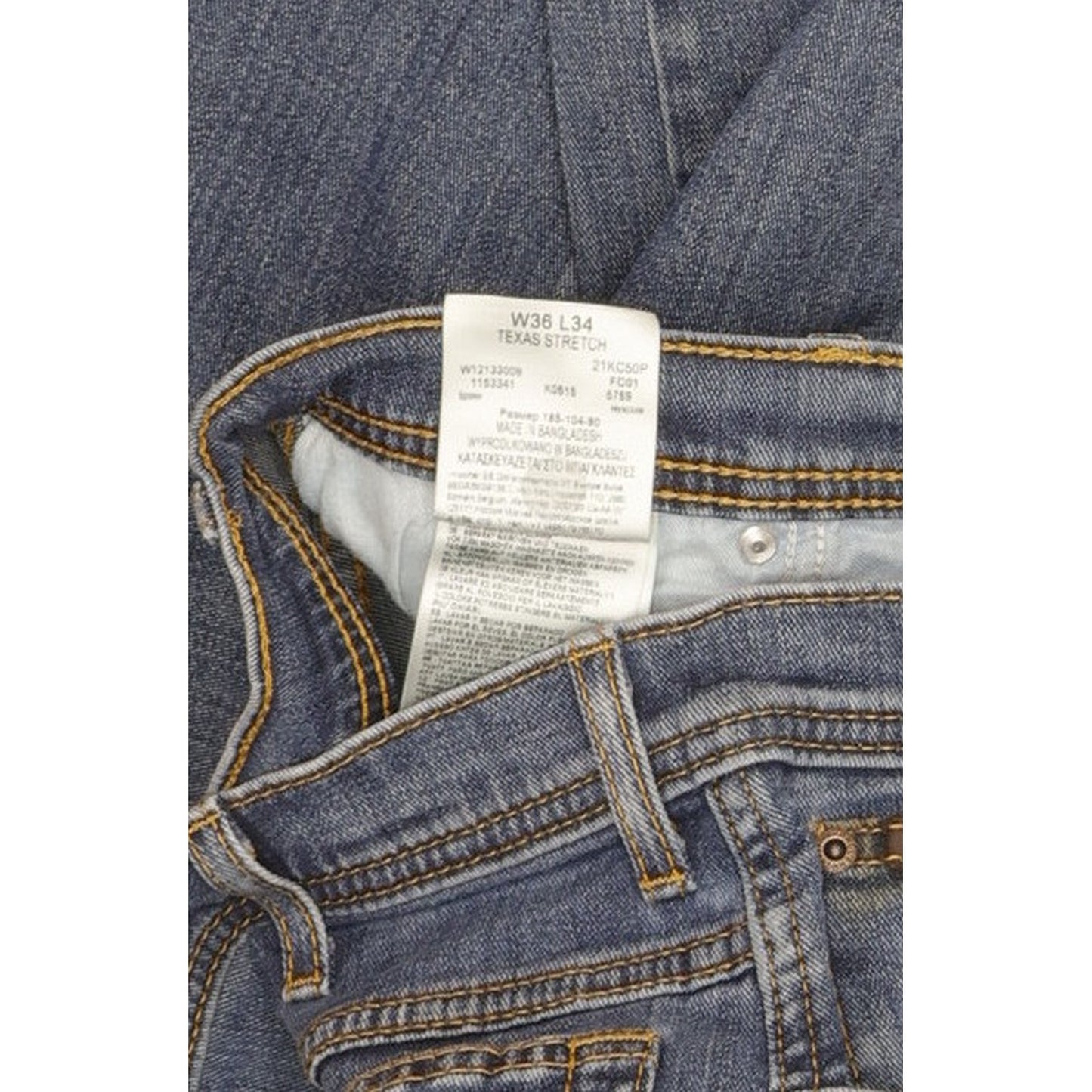 Wrangler Texas Men Blue Straight Regular Stretch Jeans W36 L33