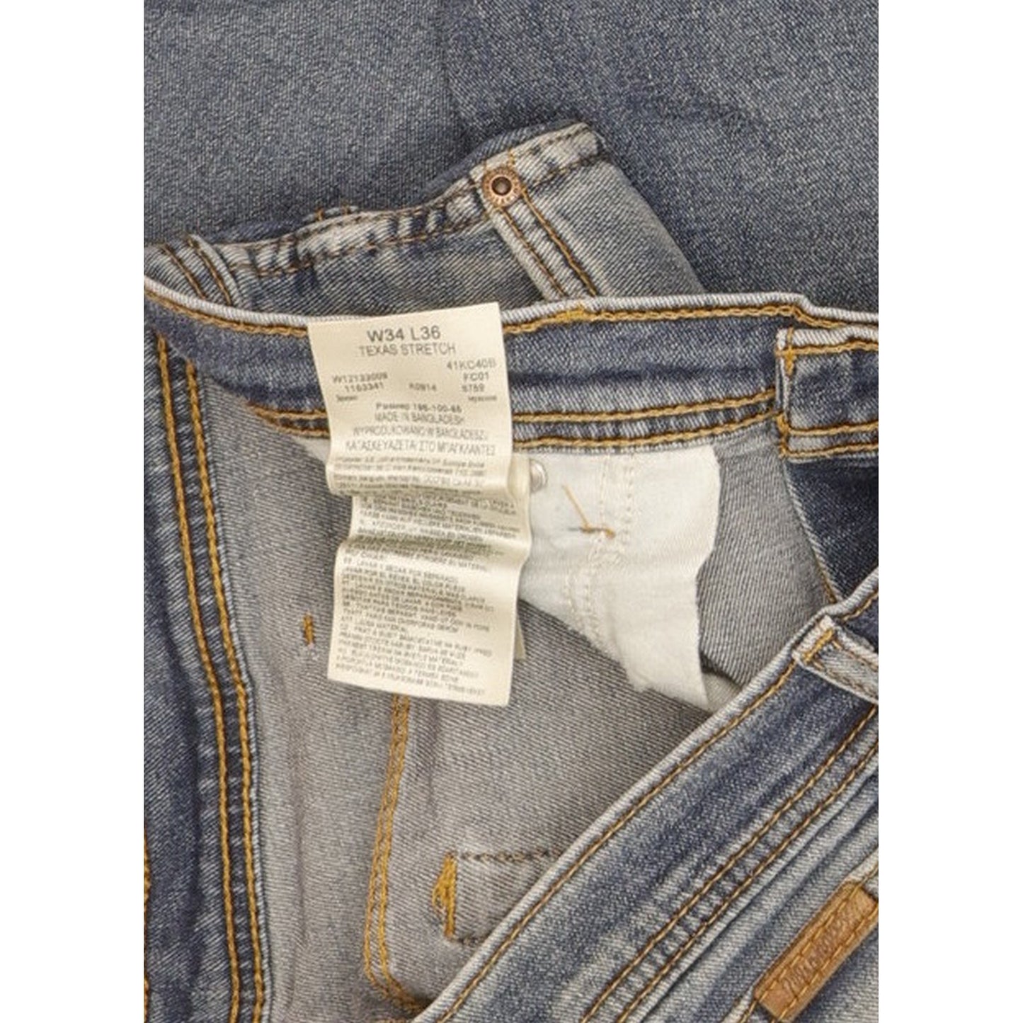 Wrangler Texas Men Blue Straight Regular Stretch Jeans W34 L35