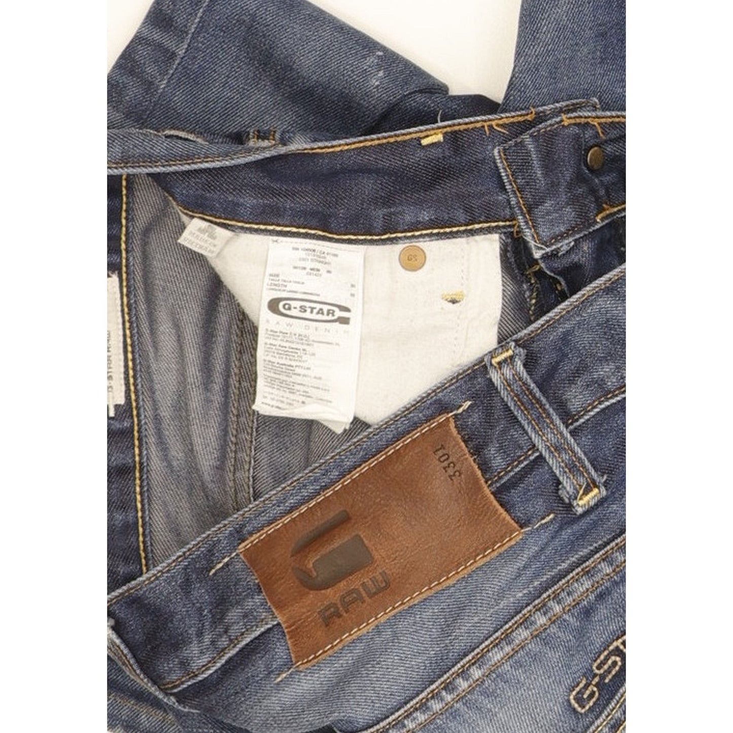G-Star 3301 Men Blue Straight Slim Jeans W33 L30