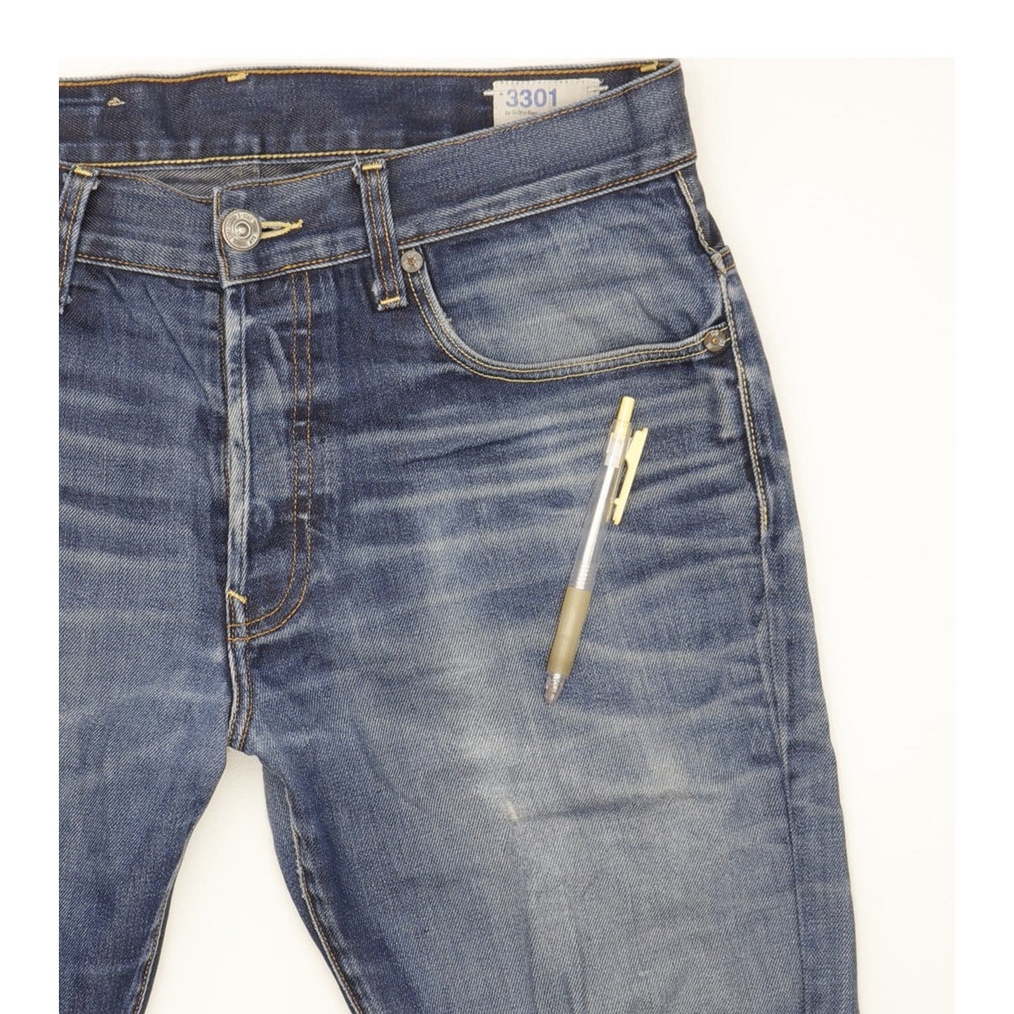 G-Star 3301 Men Blue Straight Slim Jeans W33 L30