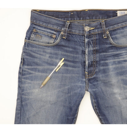 G-Star 3301 Men Blue Straight Slim Jeans W33 L30