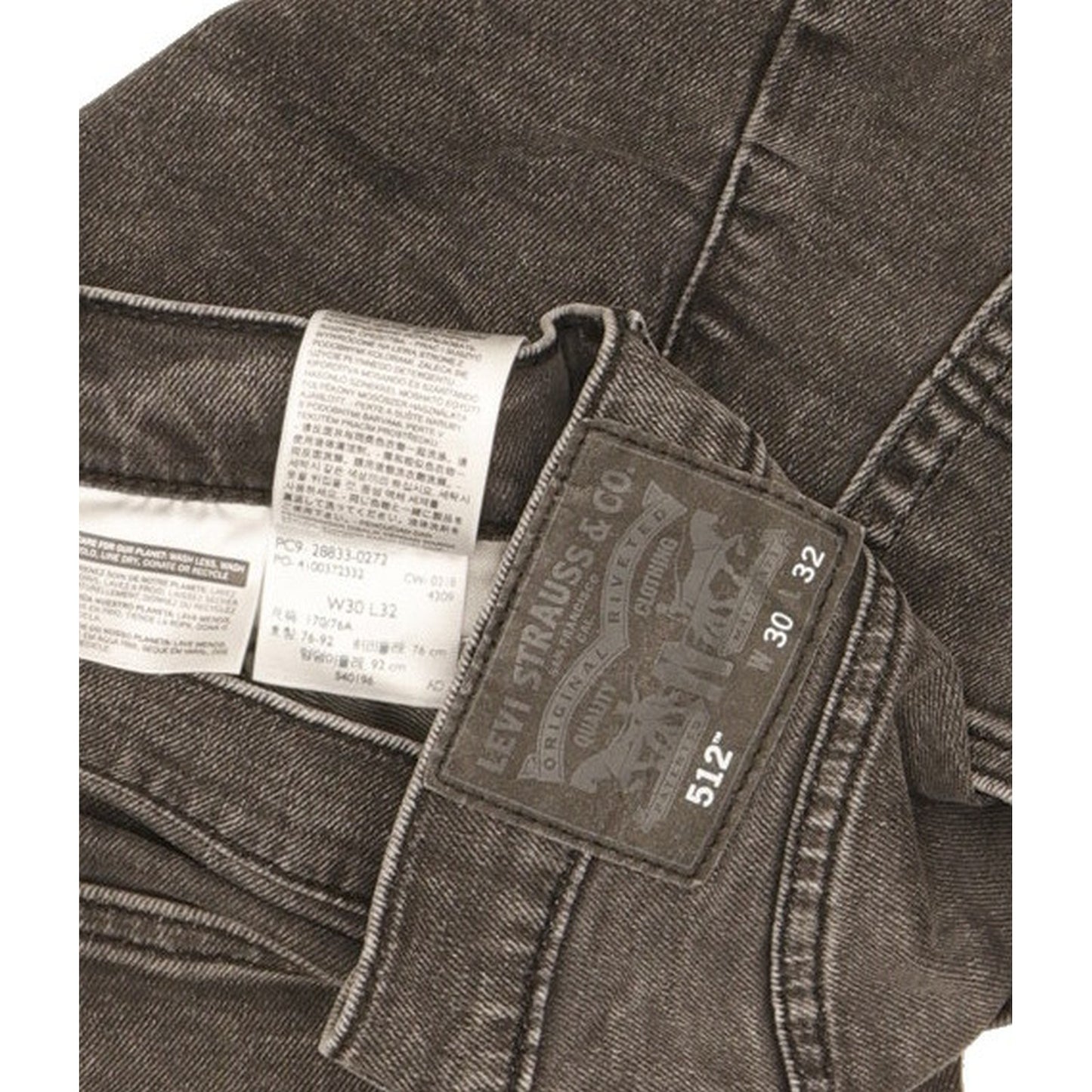 Levi's 512 Men Grey Tapered Slim Stretch Jeans W30 L30