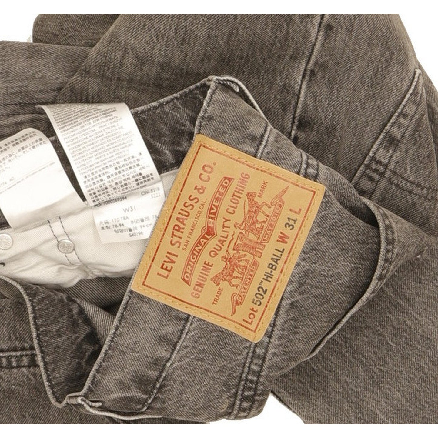Levi's 502 Hi-Ball Men Grey Tapered Regular Stretch Jeans W31 L29