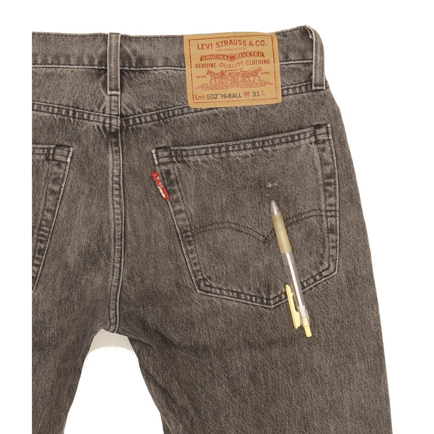 Levi's 502 Hi-Ball Men Grey Tapered Regular Stretch Jeans W31 L29