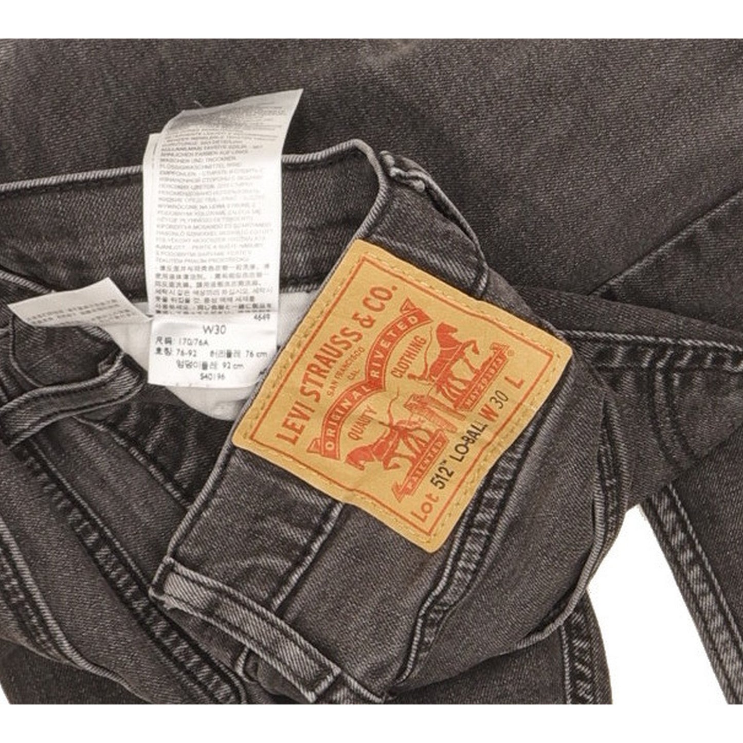 Levi's 512 Lo-Ball Men Black Tapered Slim Stretch Jeans W30 L32