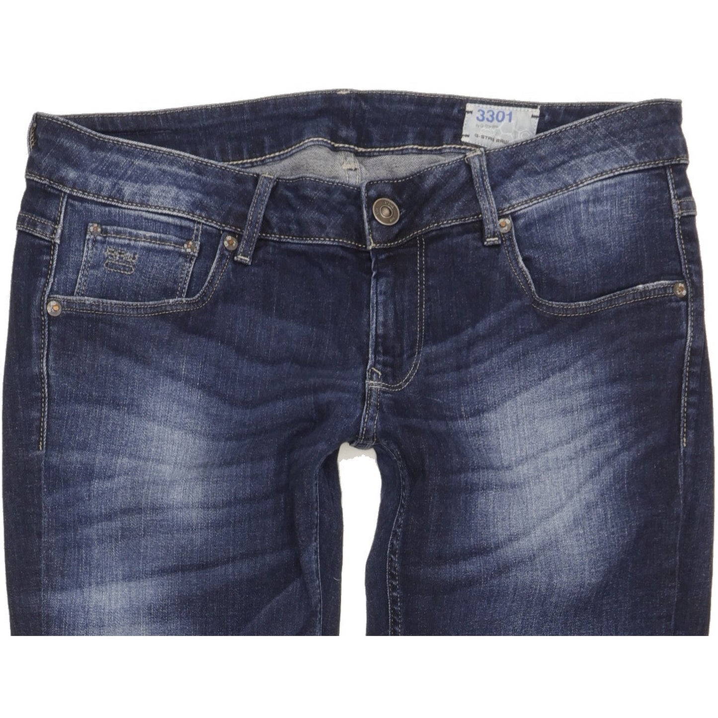 G-Star 3301 Women Blue Straight Slim Stretch Jeans W33 L32