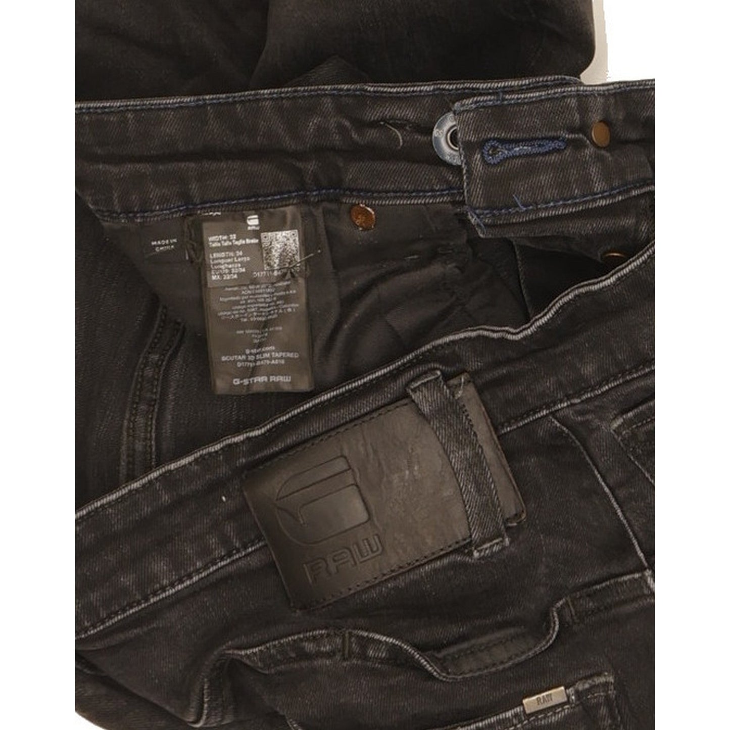 G-Star Scutar 3D Men Black Tapered Slim Stretch Jeans W32 L34
