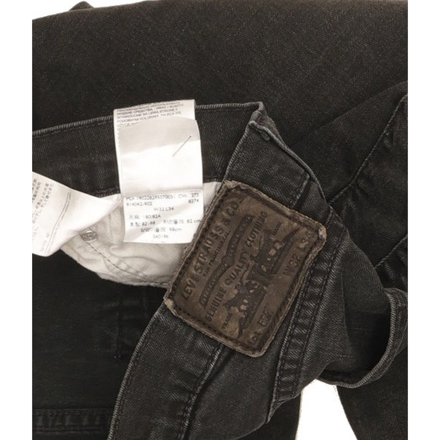 Levi's 502 Men Black Tapered Regular Stretch Jeans W32 L32