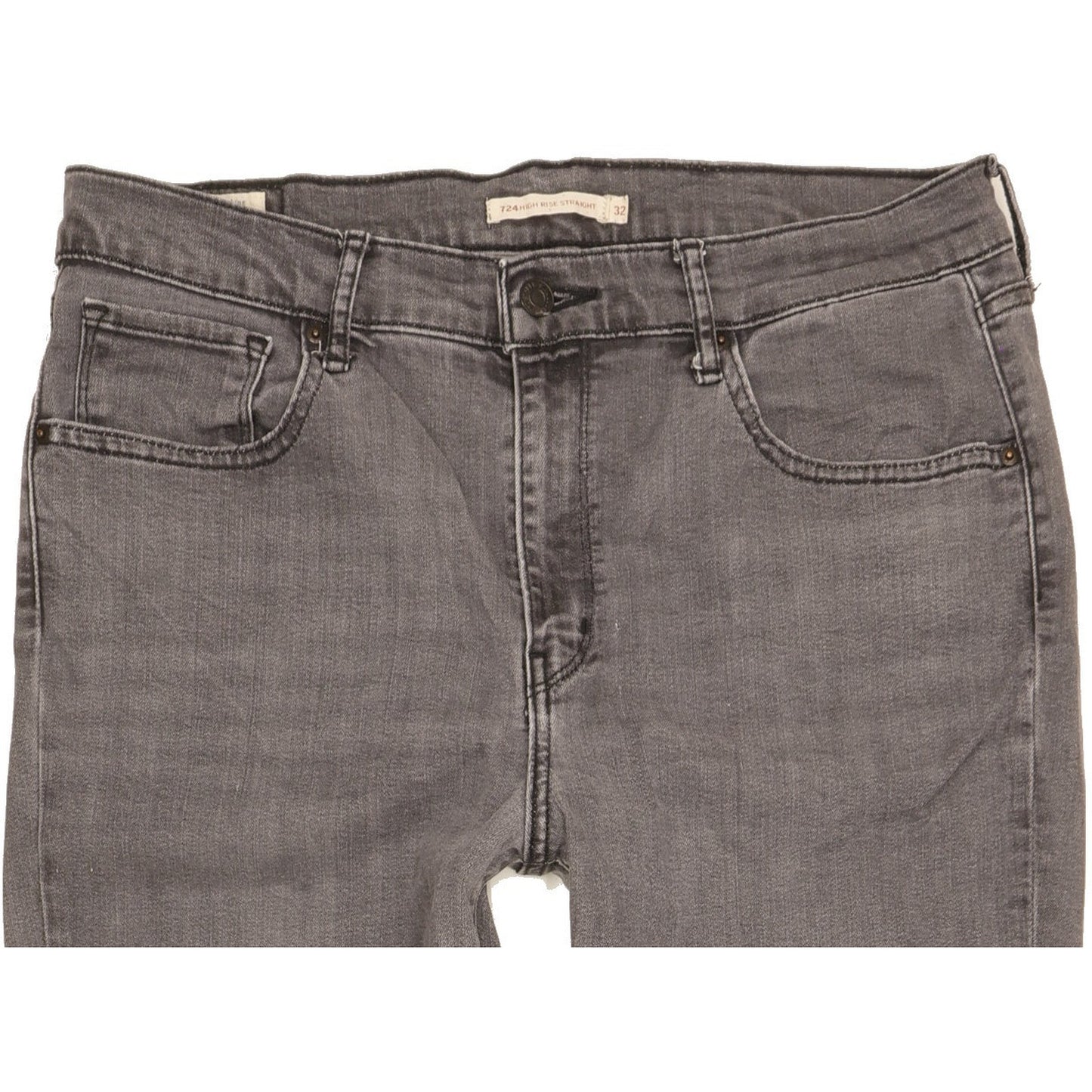 Levi's 724 Grey Straight Slim Stretch Jeans High Waisted W32 L31