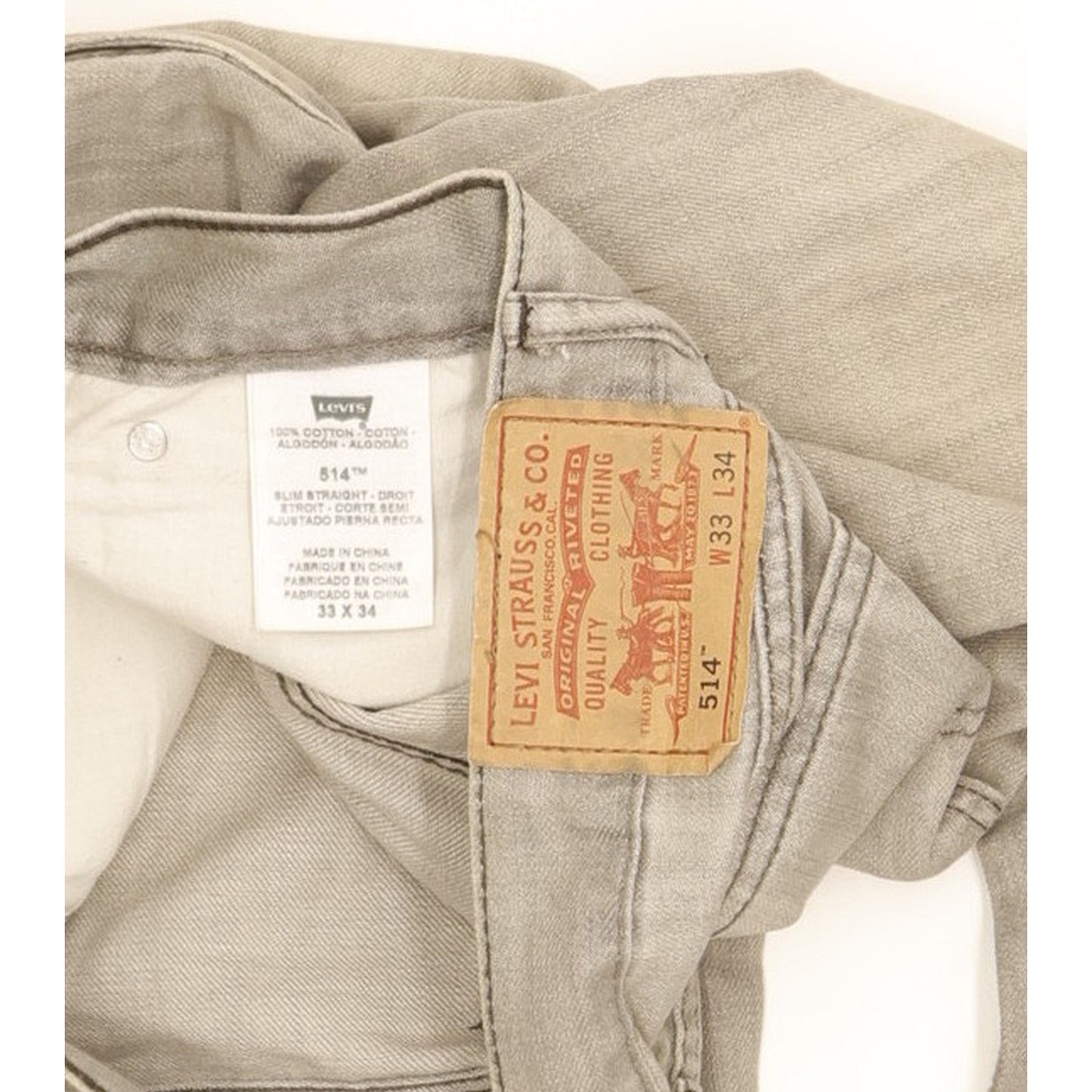 Levi's 514 Men Grey Straight Slim Jeans W33 L34