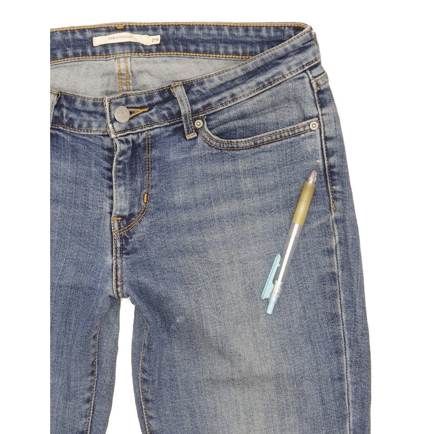 Levi's 714 Men Blue Straight Slim Stretch Jeans W29 L33
