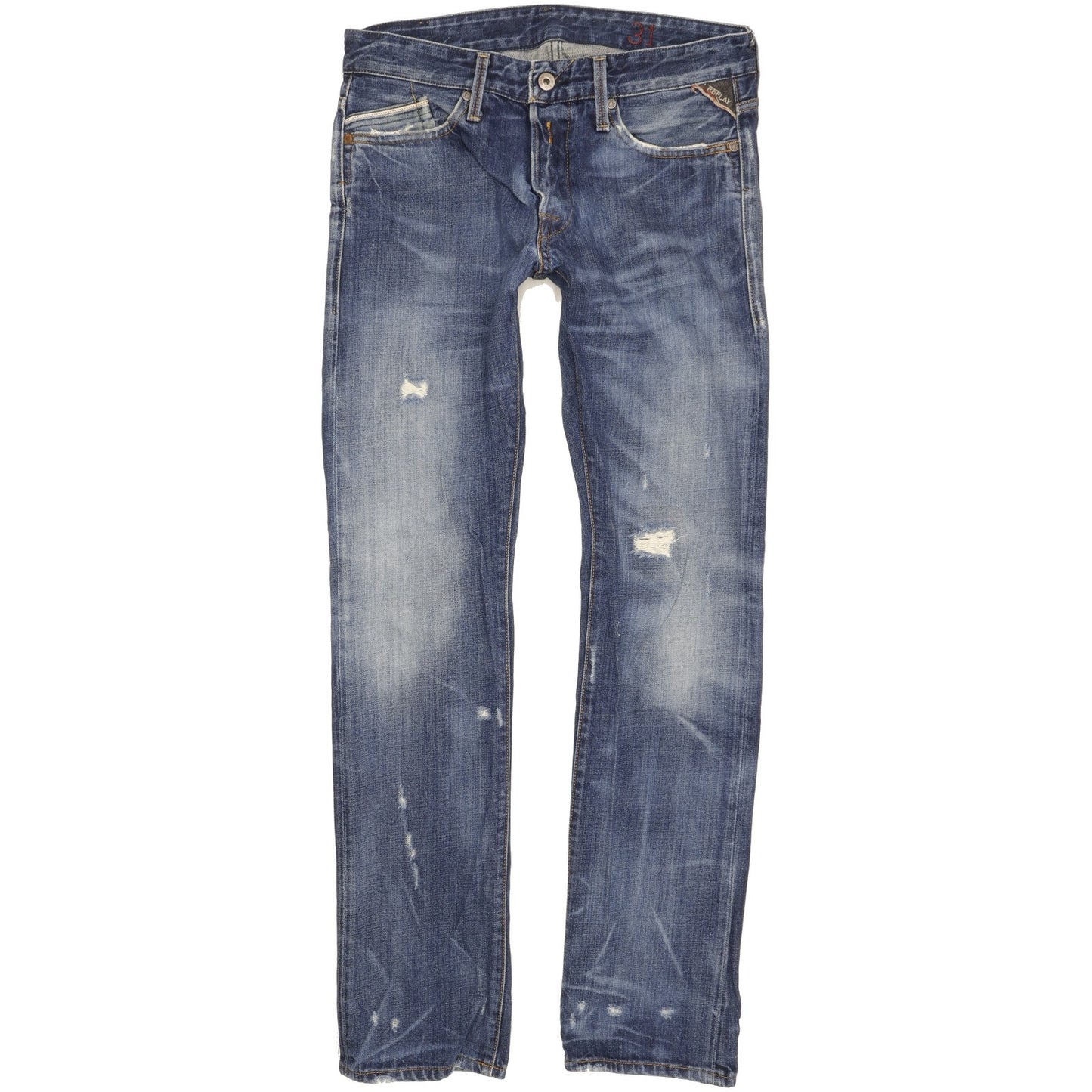 Replay Men Blue Straight Slim Jeans W31 L32