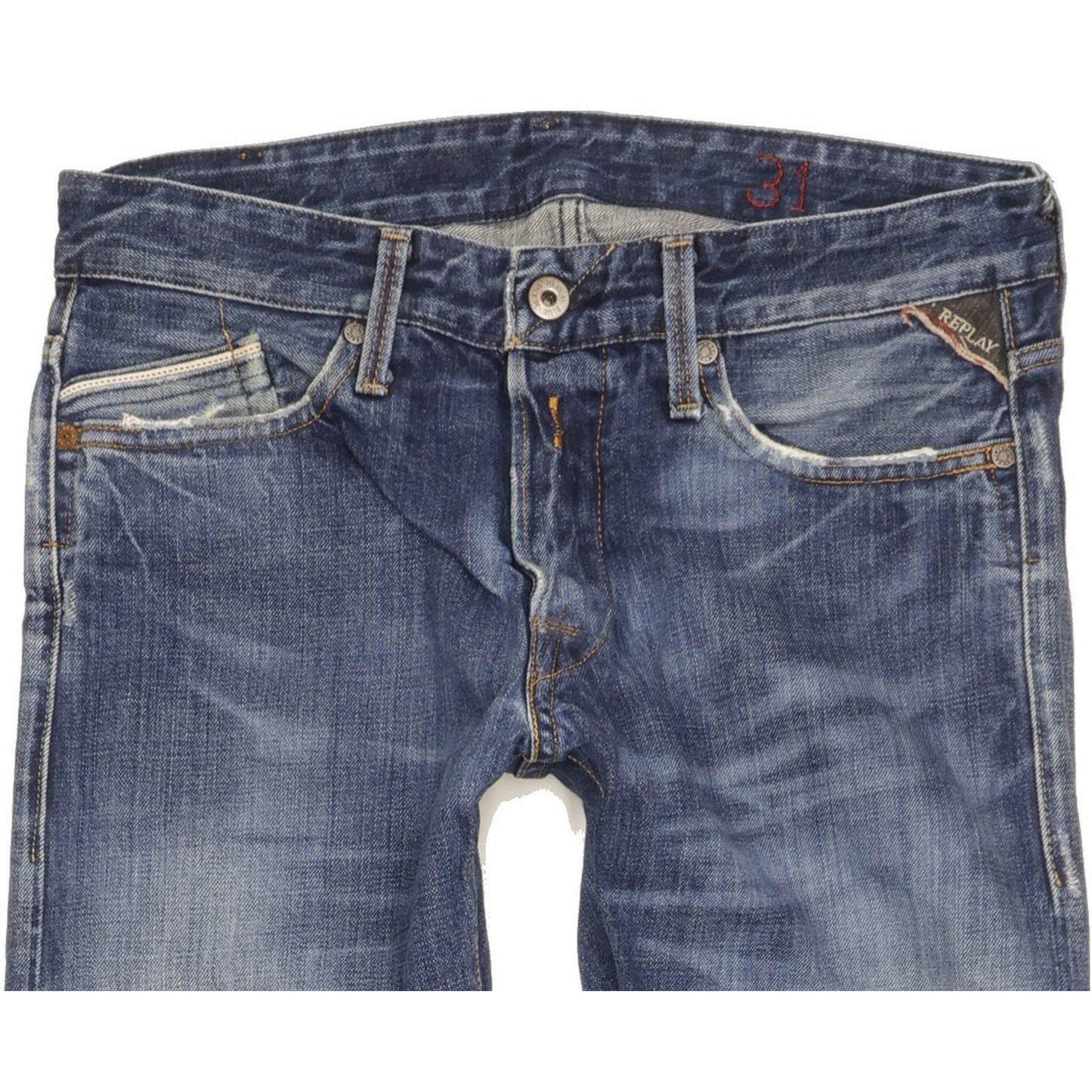 Replay Men Blue Straight Slim Jeans W31 L32