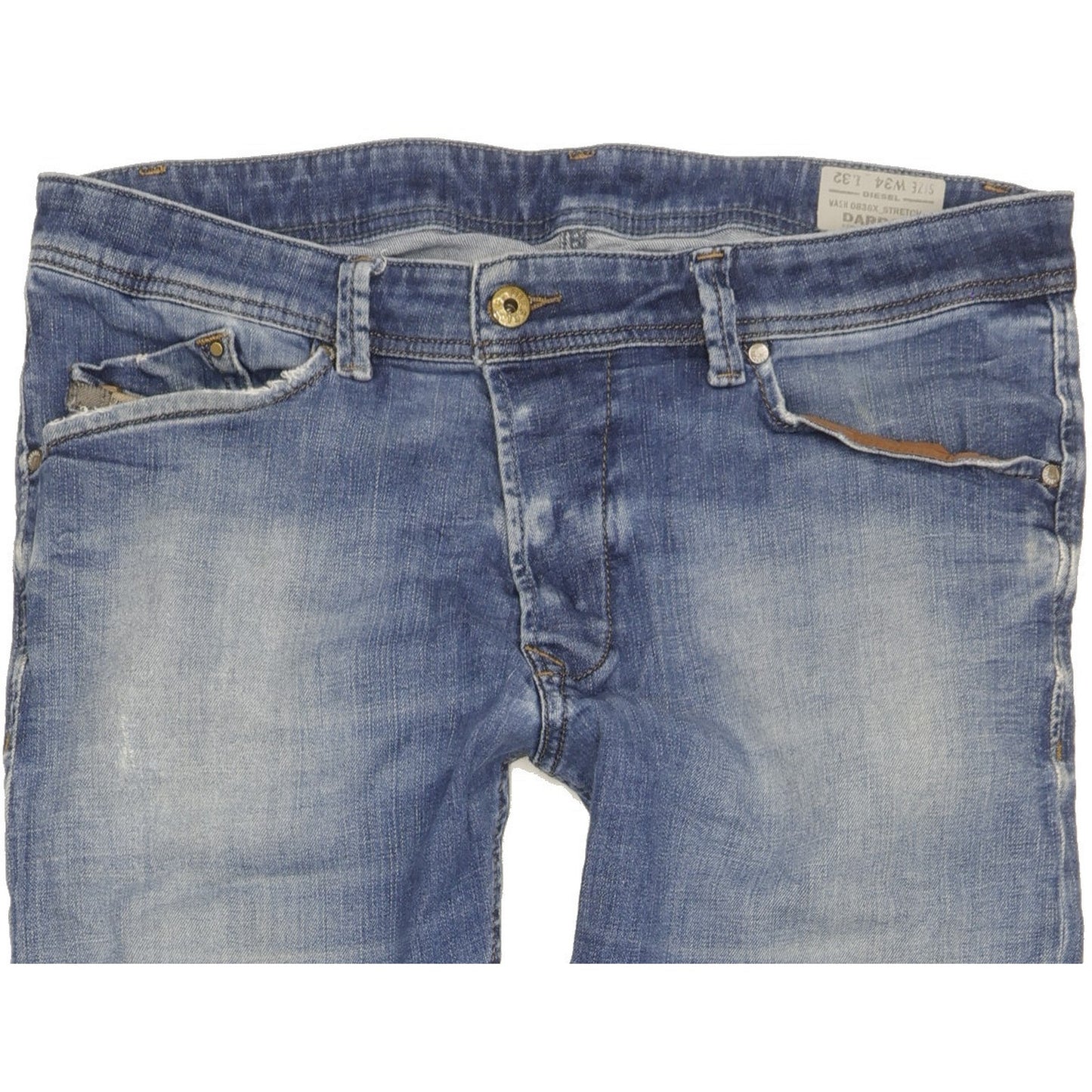 Diesel Darron Men Blue Straight Regular Stretch Jeans W34 L30