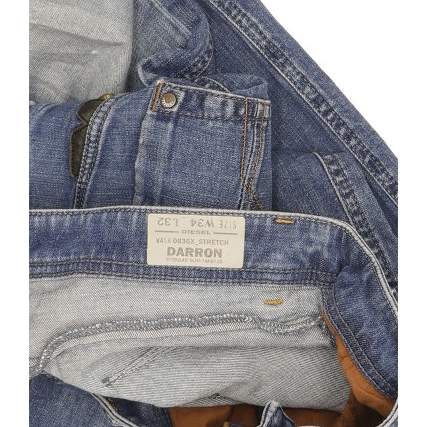 Diesel Darron Men Blue Straight Regular Stretch Jeans W34 L30