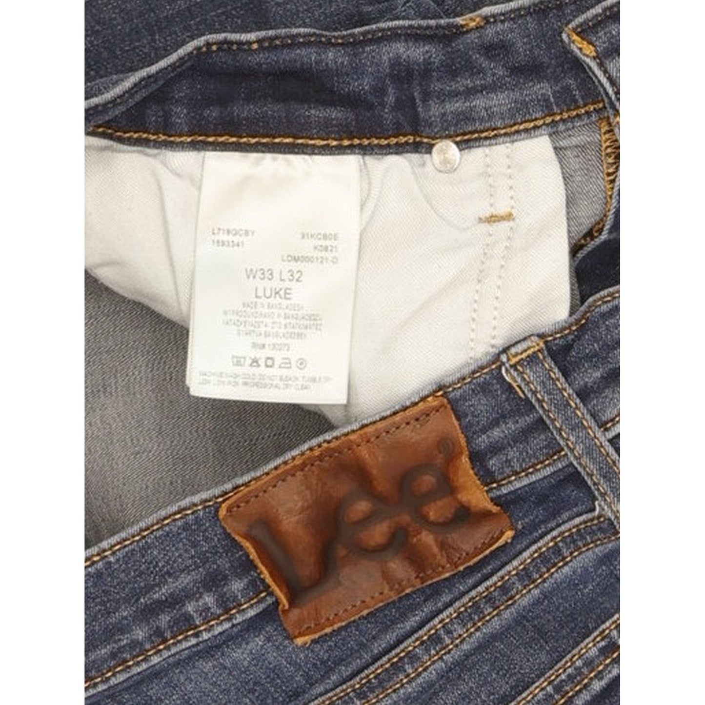 Lee Luke Men Blue Skinny Slim Stretch Jeans W33 L30