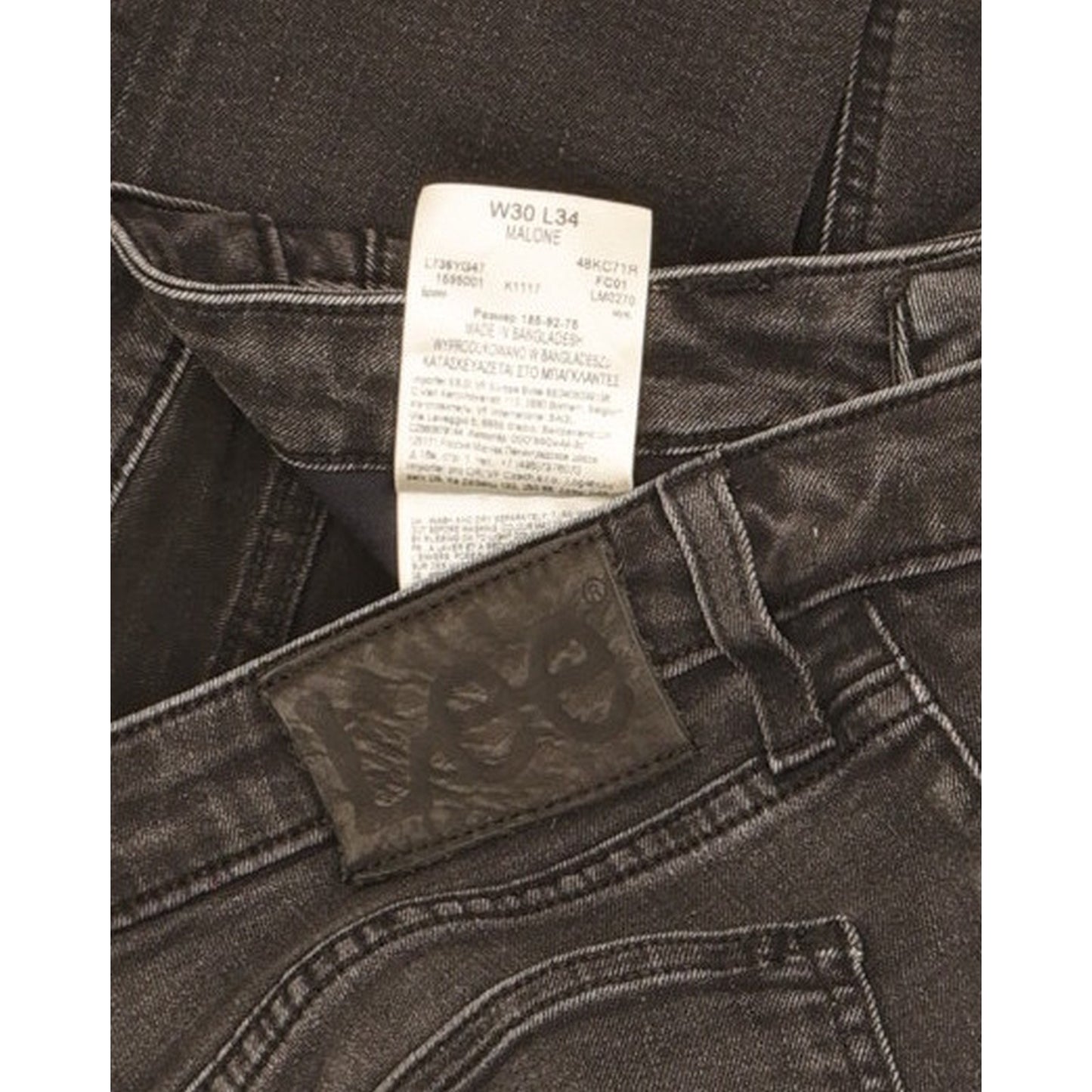 Lee Malone Men Black Skinny Slim Stretch Jeans W30 L33