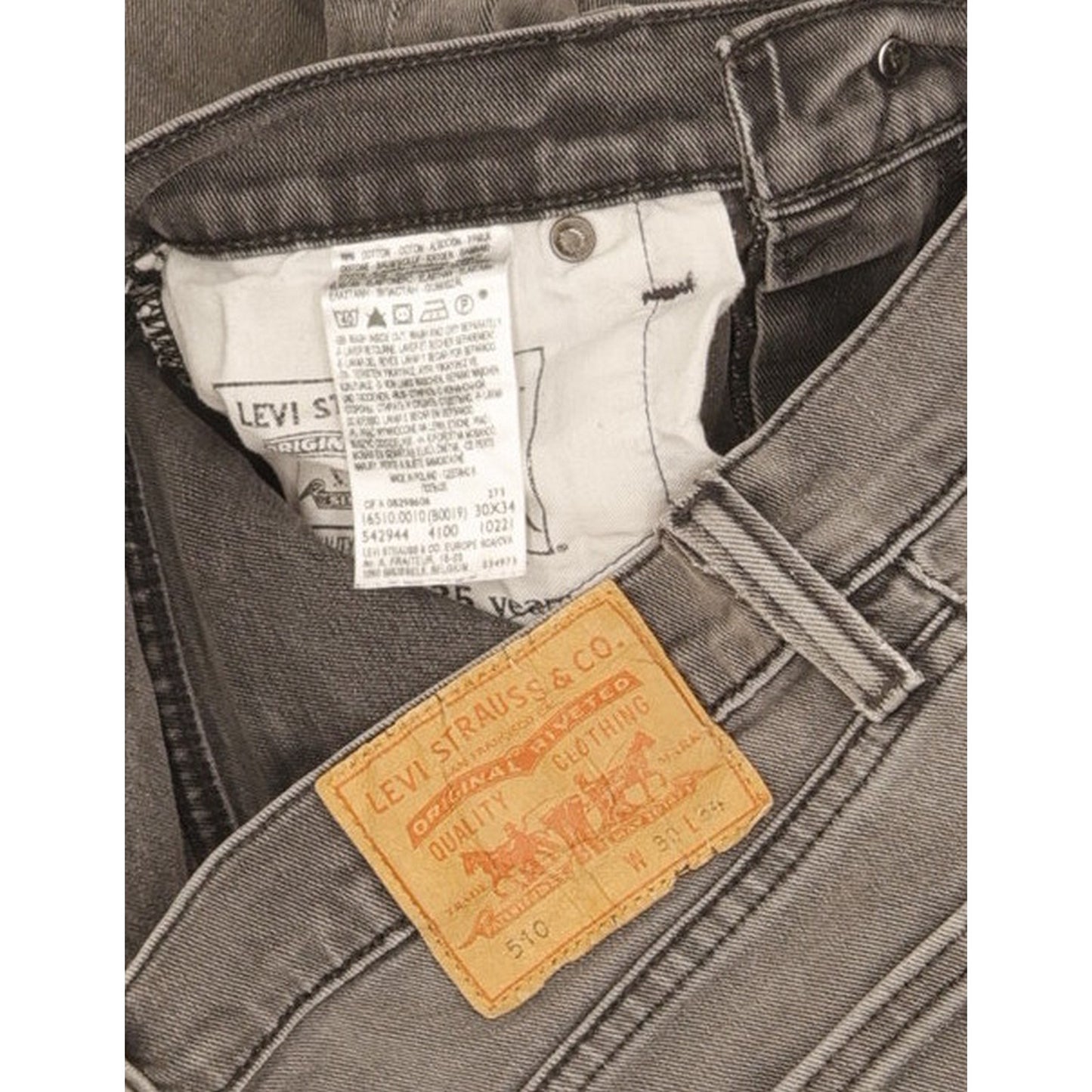 Levi's 510 Men Grey Skinny Slim Stretch Jeans W30 L30