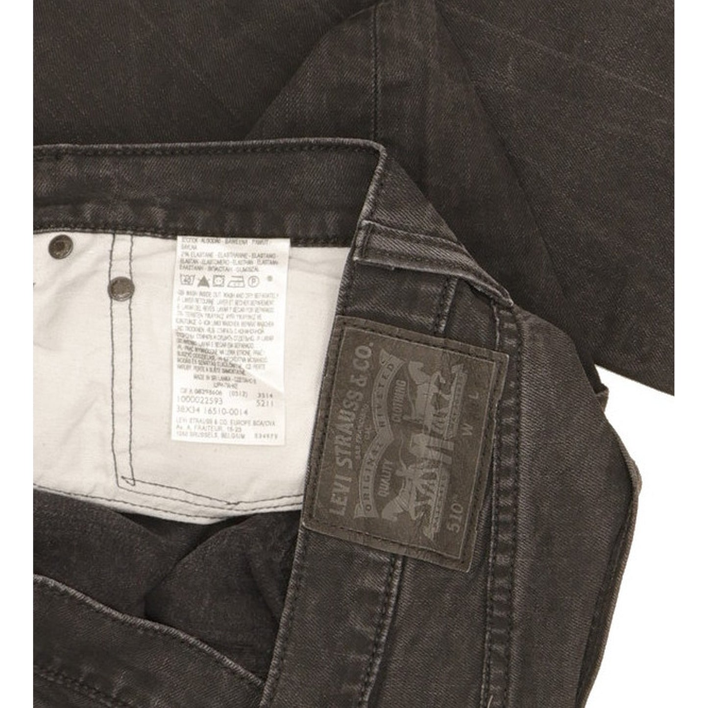 Levi's 510 Men Black Skinny Slim Stretch Jeans W38 L33