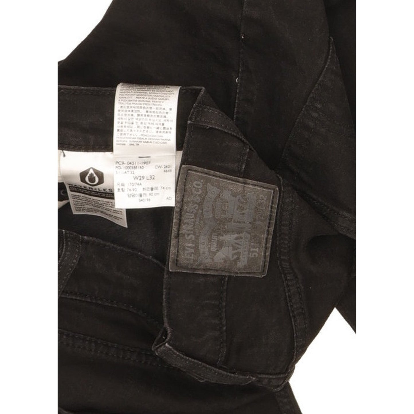 Levi's 511 Men Black Straight Slim Stretch Jeans W29 L31