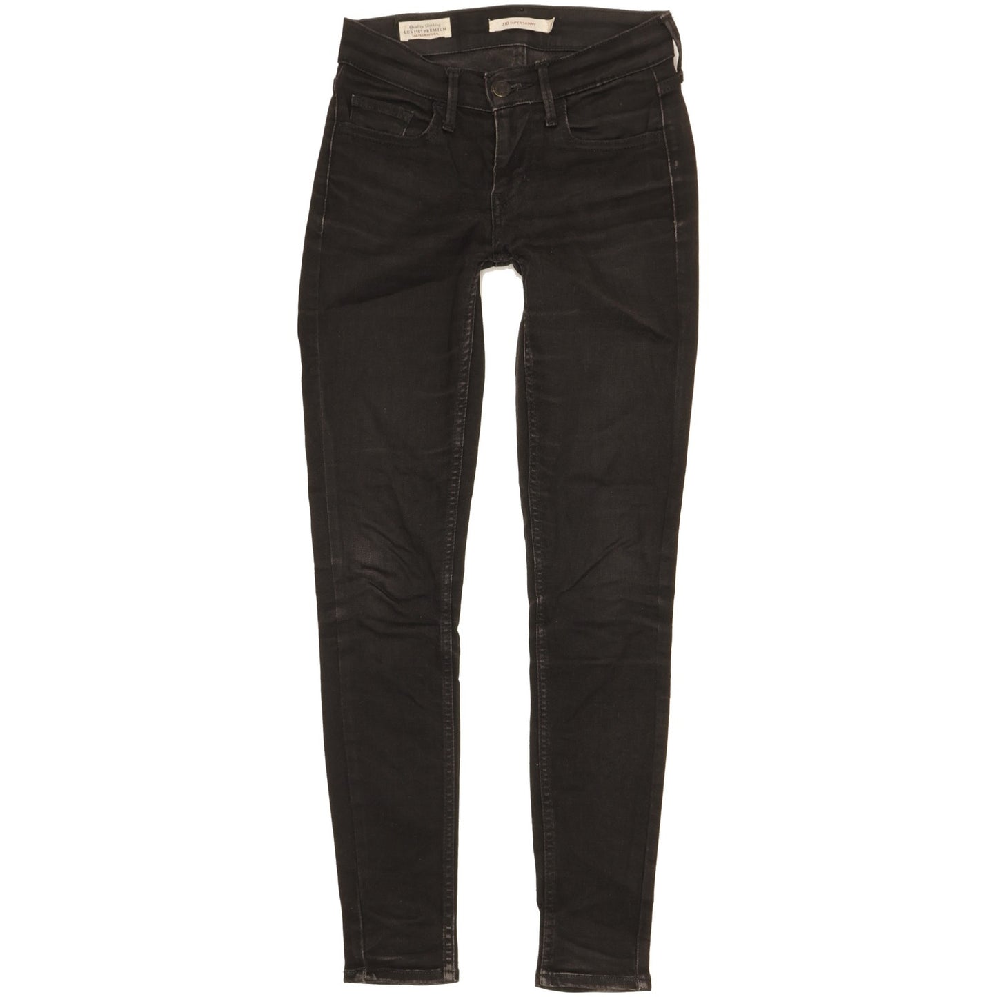 Levi's 710 Super Women Black Skinny Slim Stretch Jeans W24 L28