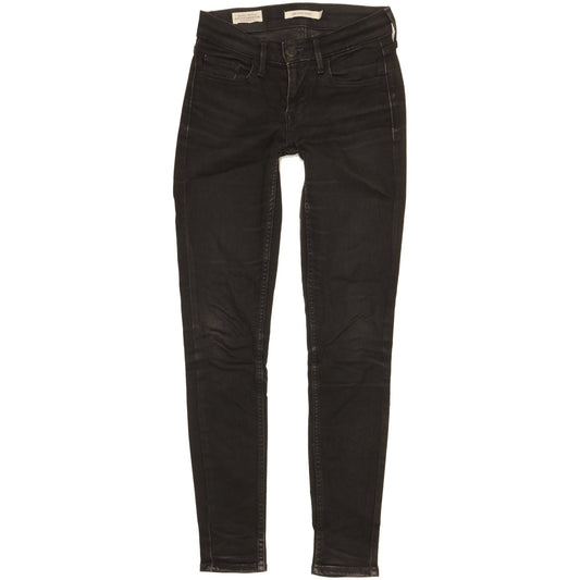 Levi's 710 Super Women Black Skinny Slim Stretch Jeans W24 L28