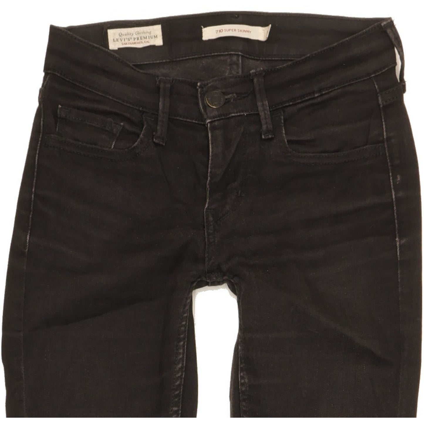 Levi's 710 Super Women Black Skinny Slim Stretch Jeans W24 L28