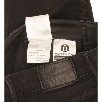 Levi's 710 Super Women Black Skinny Slim Stretch Jeans W24 L28