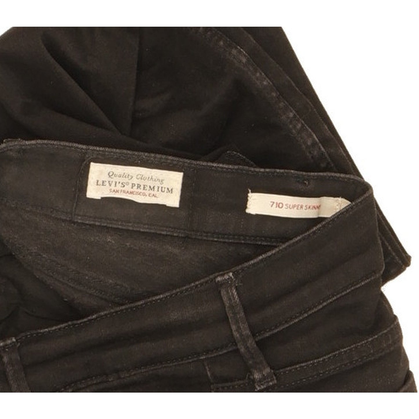 Levi's 710 Super Women Black Skinny Slim Stretch Jeans W24 L28