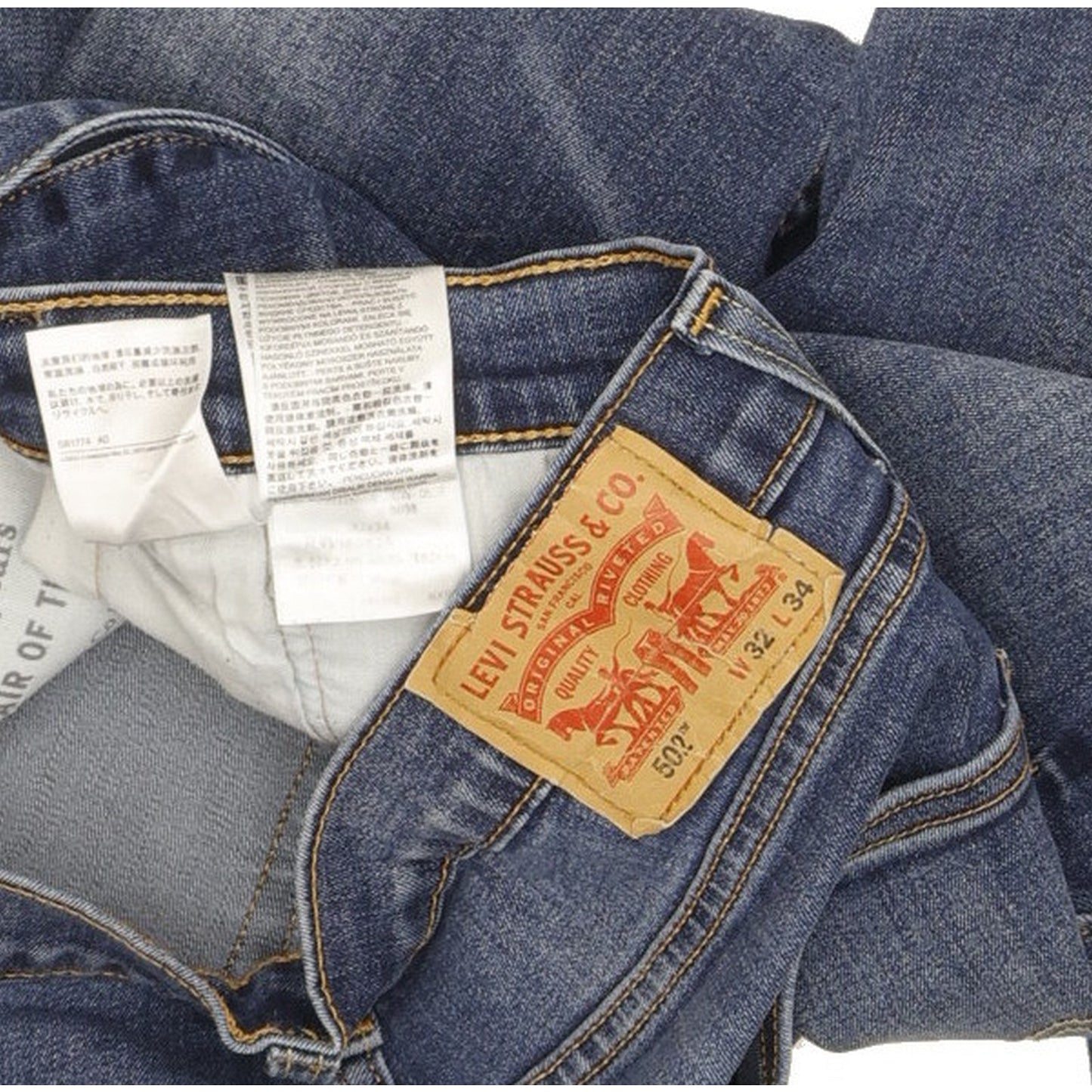 Levi's 502 Men Blue Tapered Regular Stretch Jeans W32 L32