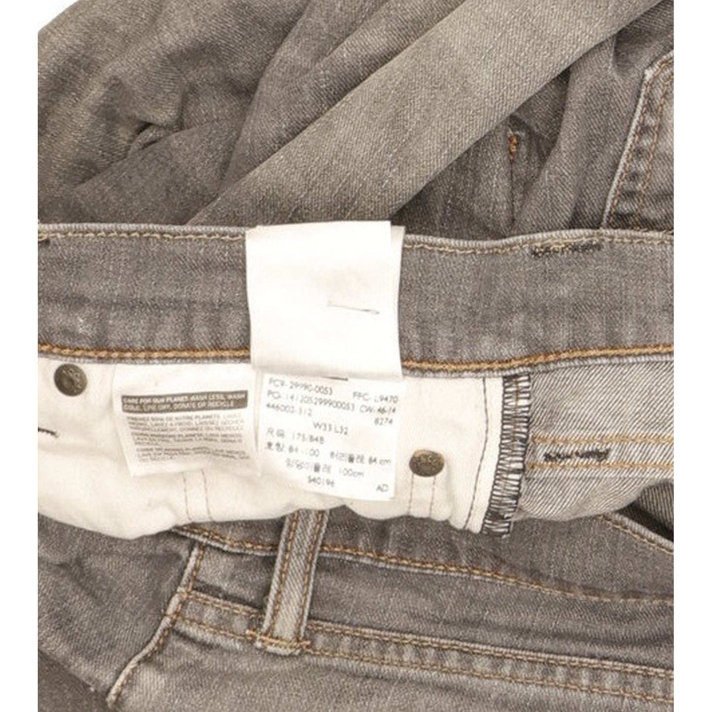 Levi's Men Grey Straight Regular Stretch Jeans W33 L32