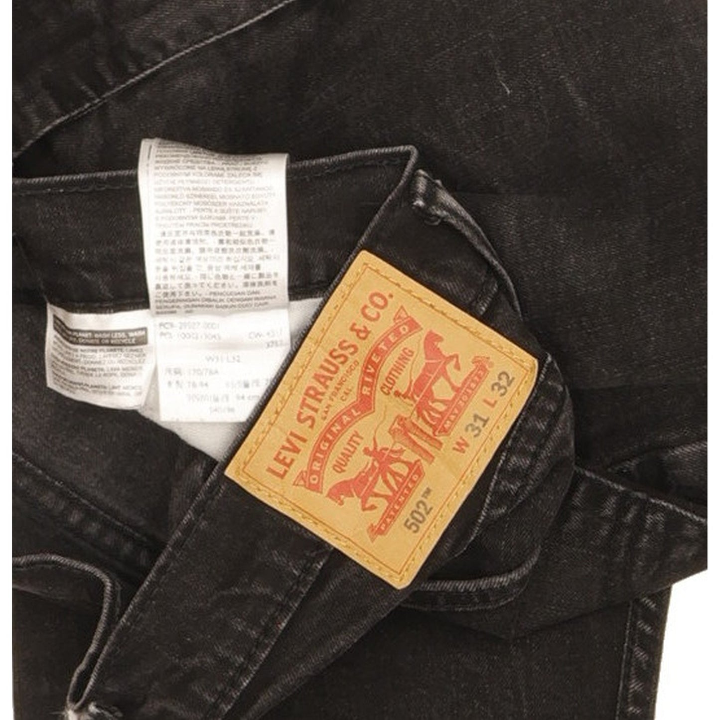 Levi's 502 Men Black Tapered Regular Stretch Jeans W31 L30