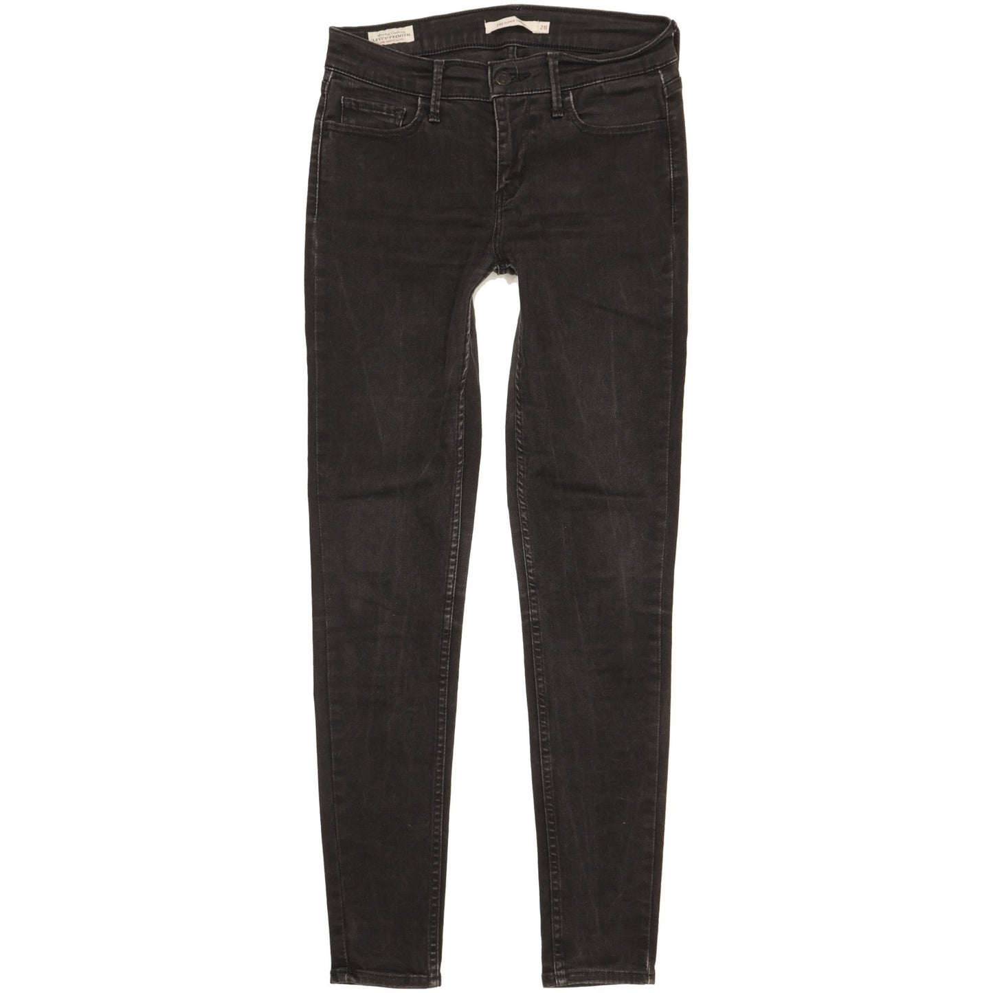 Levi's 710 Super Women Black Skinny Slim Stretch Jeans W28 L30