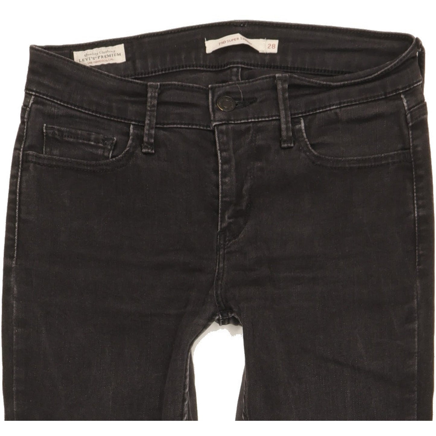 Levi's 710 Super Women Black Skinny Slim Stretch Jeans W28 L30