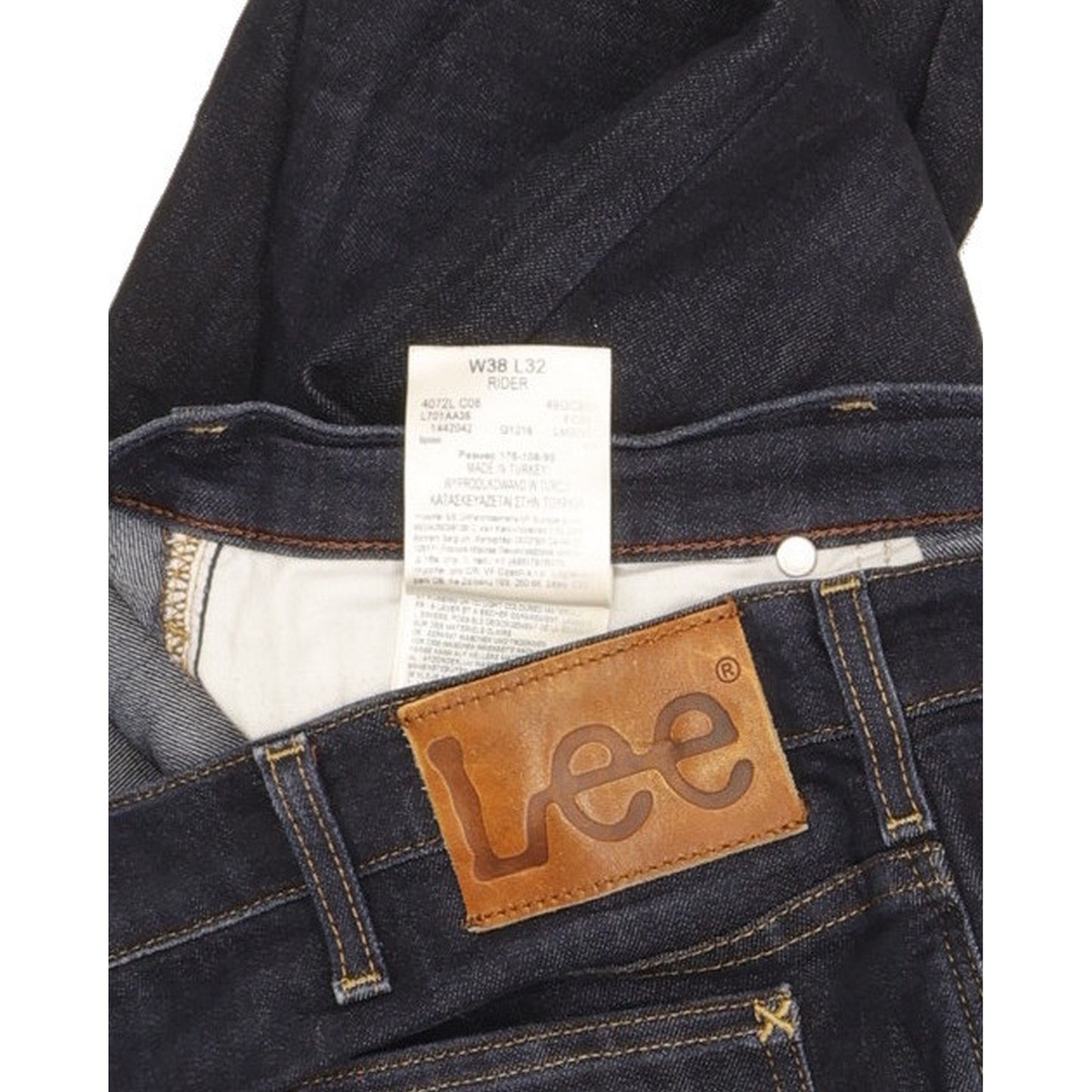 Lee Rider Men Navy Straight Regular Stretch Jeans W38 L32