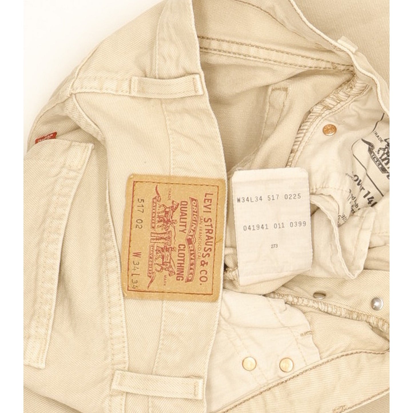 Levi's 517 Men Beige Straight Regular Jeans W34 L33
