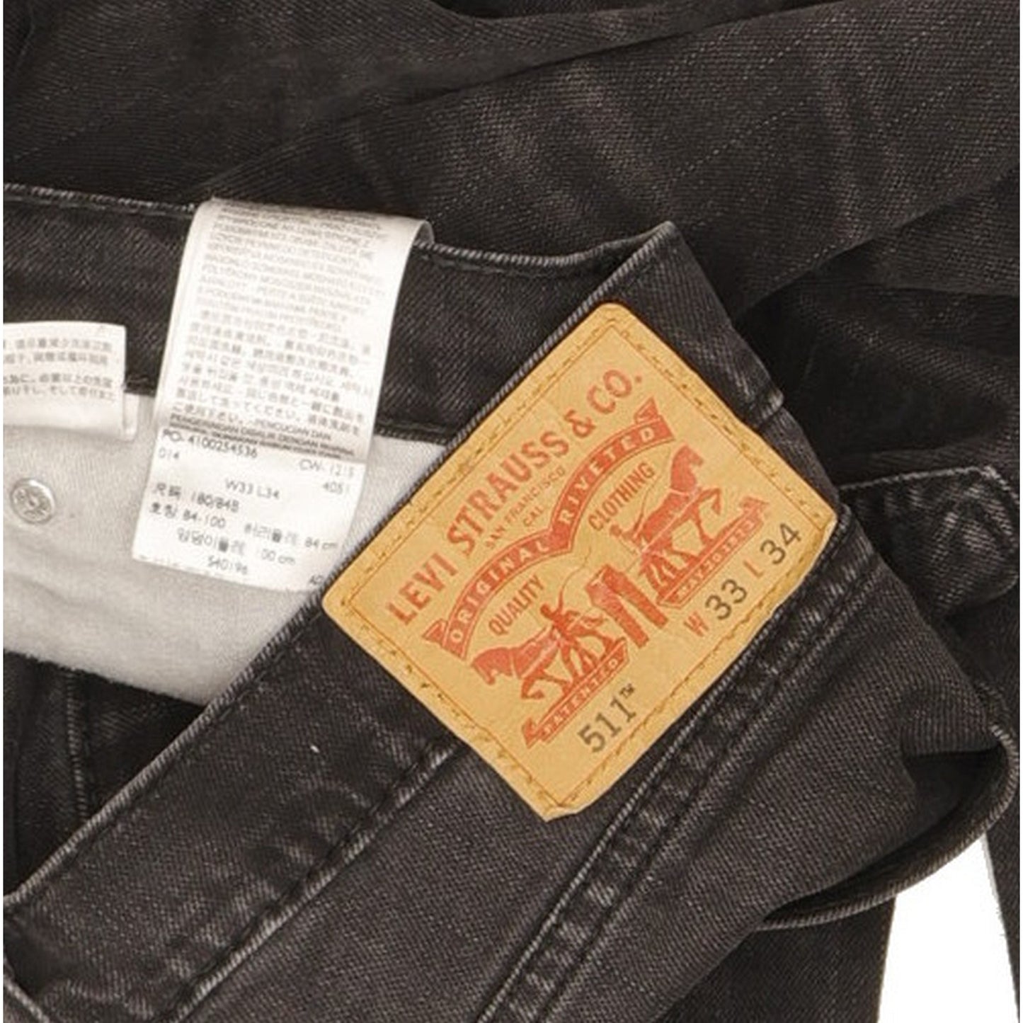 Levi's 511 Men Black Straight Slim Stretch Jeans W33 L34