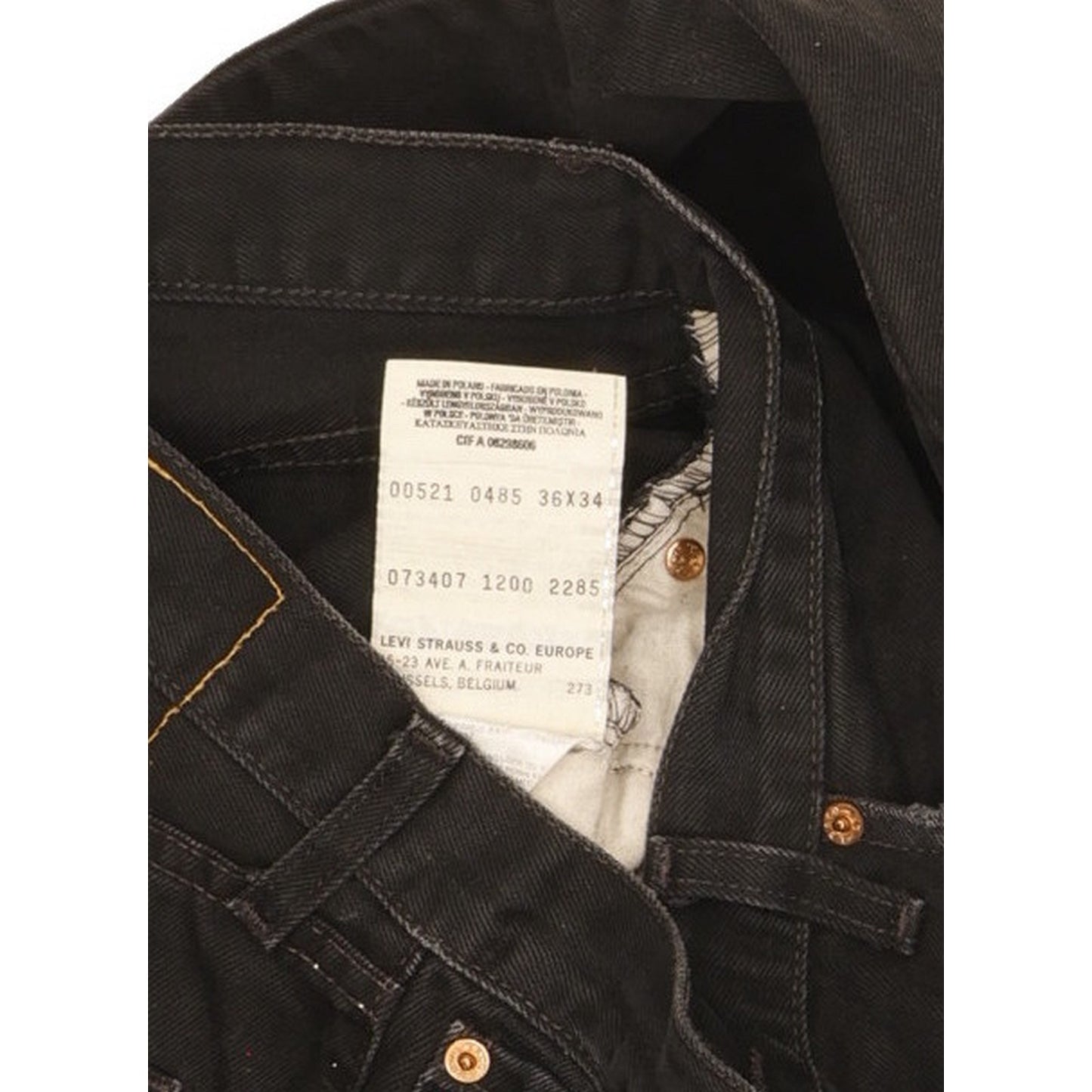 Levi's 521 Men Black Straight Regular Jeans W36 L33