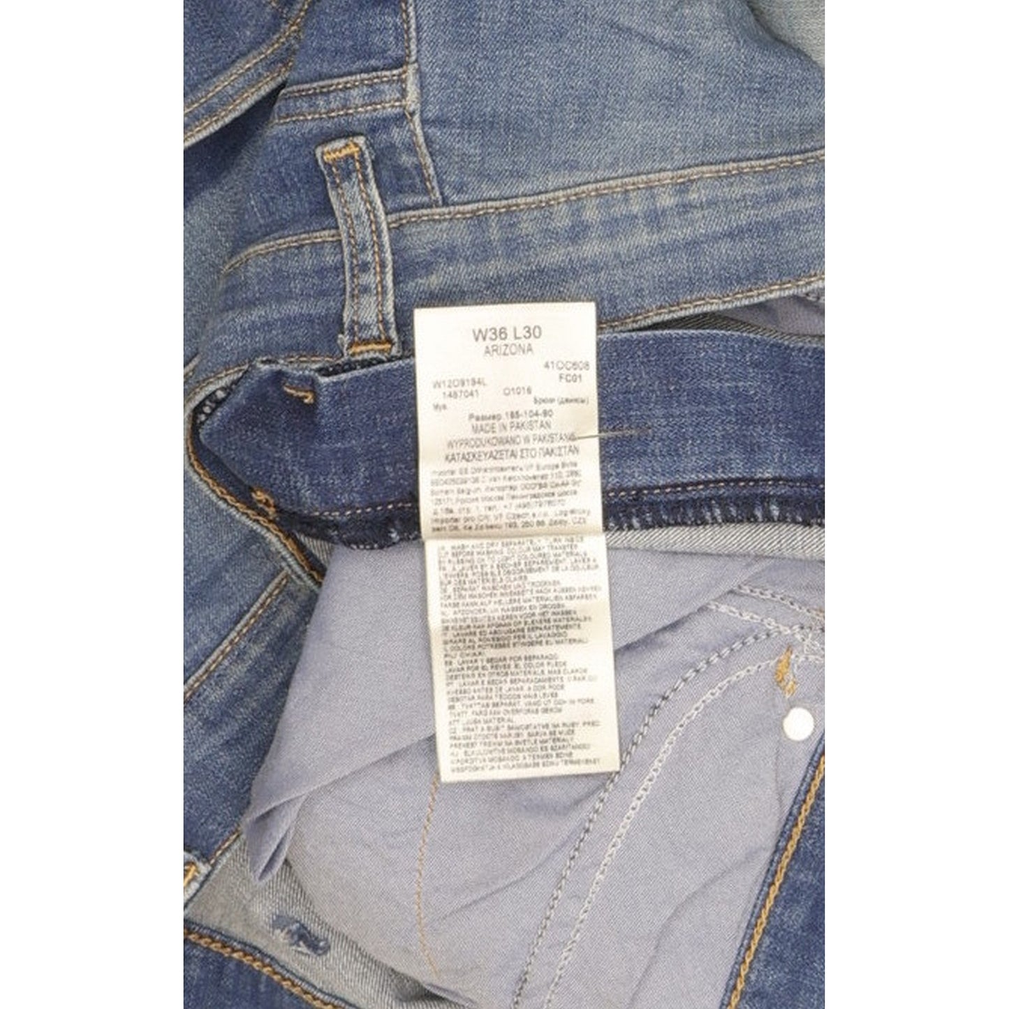 Wrangler Arizona Men Blue Straight Regular Stretch Jeans W38 L30