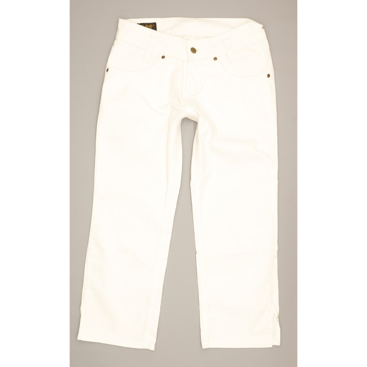 Lee Leola Women White Straight Slim Cropped Stretch Jeans W29 L29