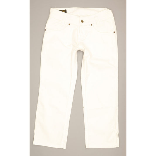 Lee Leola Women White Straight Slim Cropped Stretch Jeans W29 L29