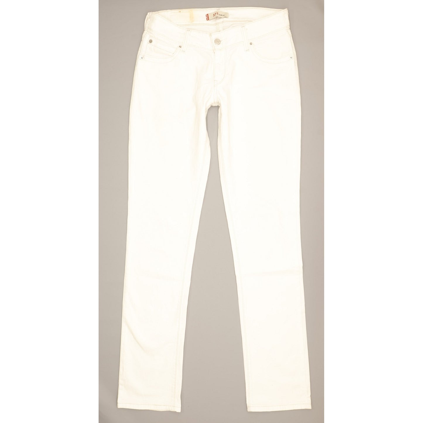 Levi's 571 Women White Straight Slim Stretch Jeans W30 L34
