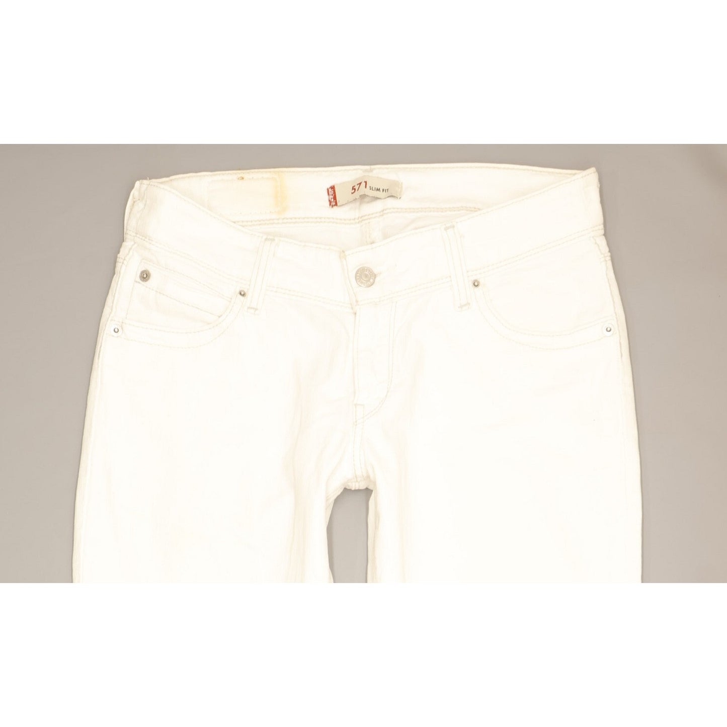 Levi's 571 Women White Straight Slim Stretch Jeans W30 L34